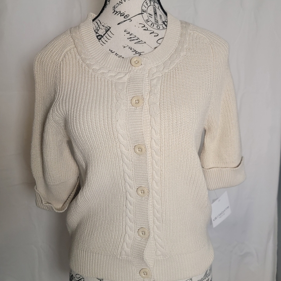 Elegant Cream Cable Knit Sweater Petite Med - Picture 1 of 10